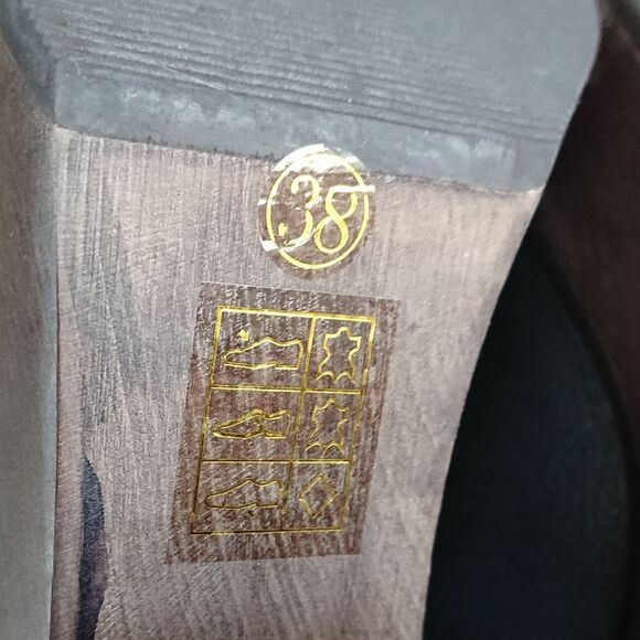 Joie black leather platform mule heels size 38 - Picture 10 of 13